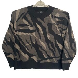 Athleta Thermolite Textured‎ Jacquard Crew Neck Sweater Merino Wool Blend Sz L